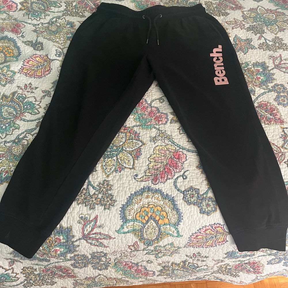 Bench Black Joggers with Pink Logo